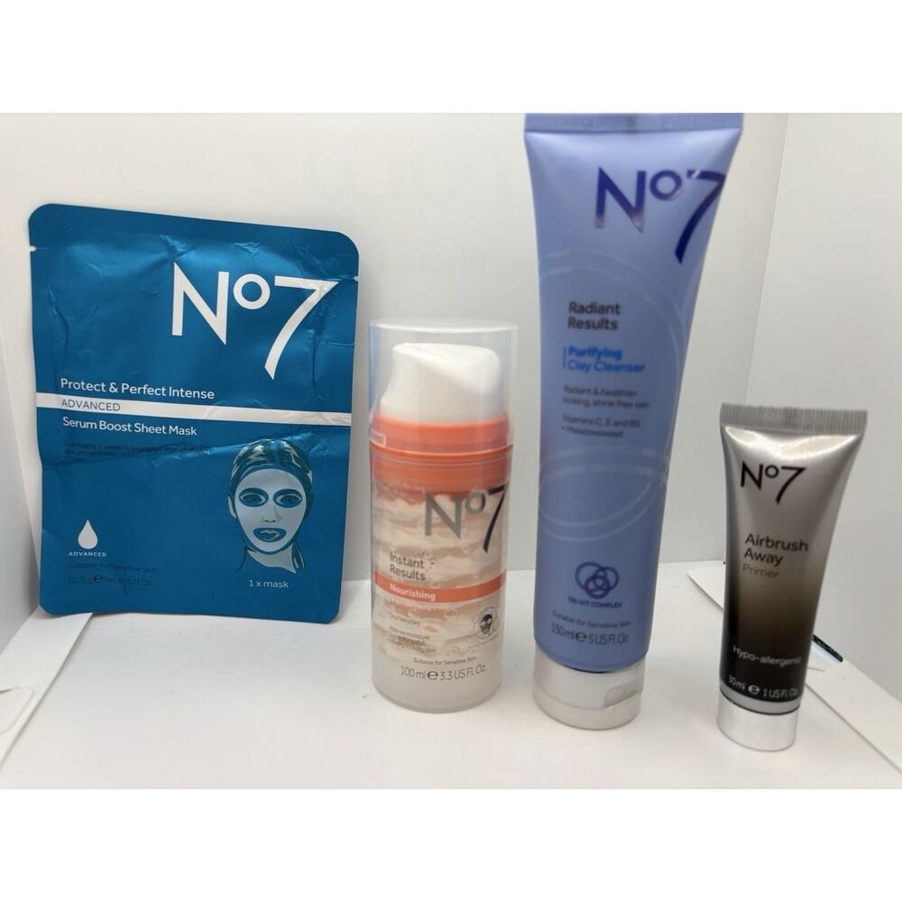 No 7 Skin Care Bundle Lot Masks Clay Cleanser Primer Brand New Sealed